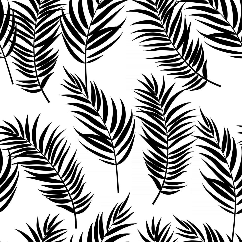 vacker palm lämnar siluett, sömlösa mönster bakgrund vektorillustration vektor