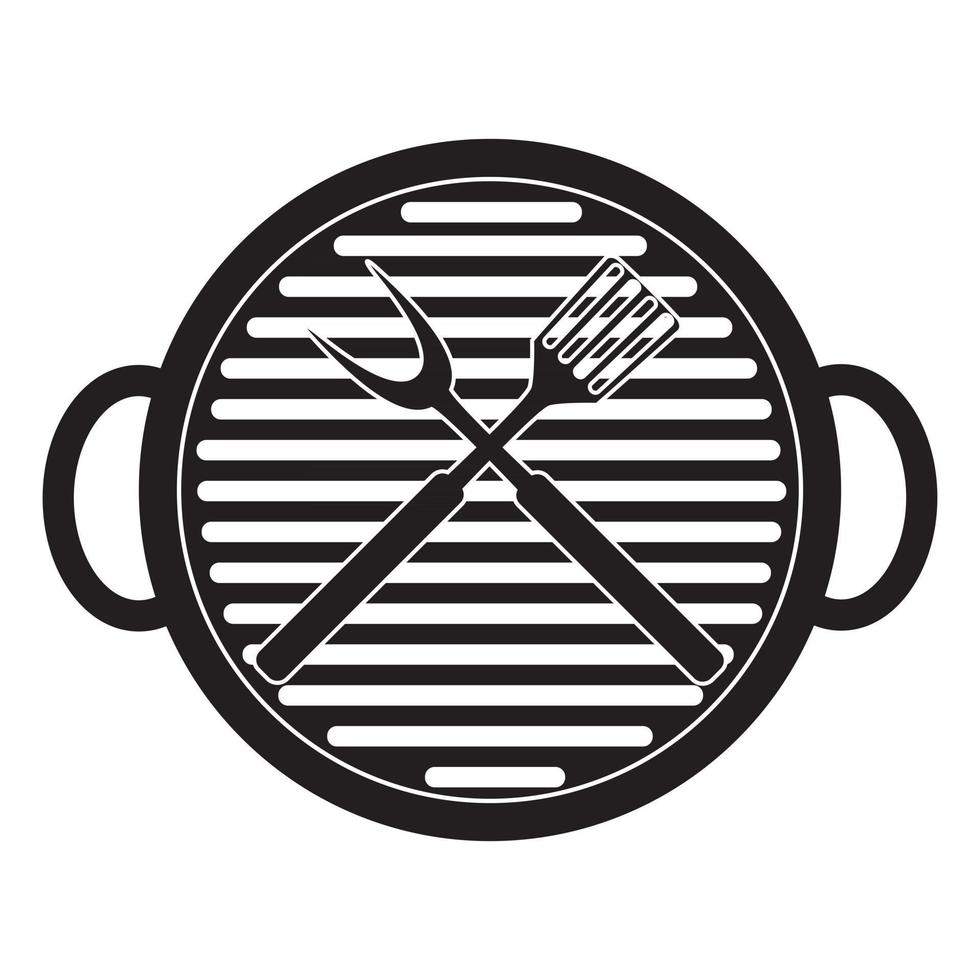 Grill-Symbol mit Grillwerkzeugen vektor