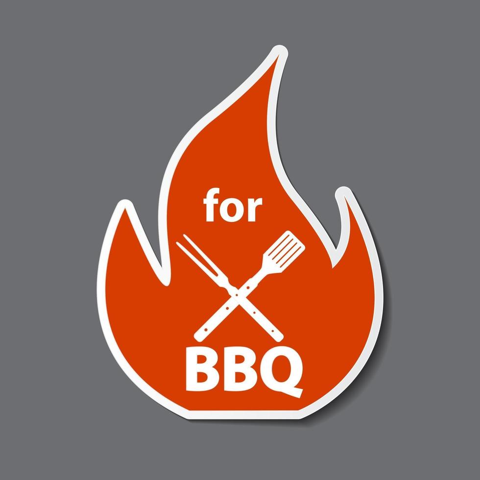 bbq ikon klistermärke med grillverktyg vektor