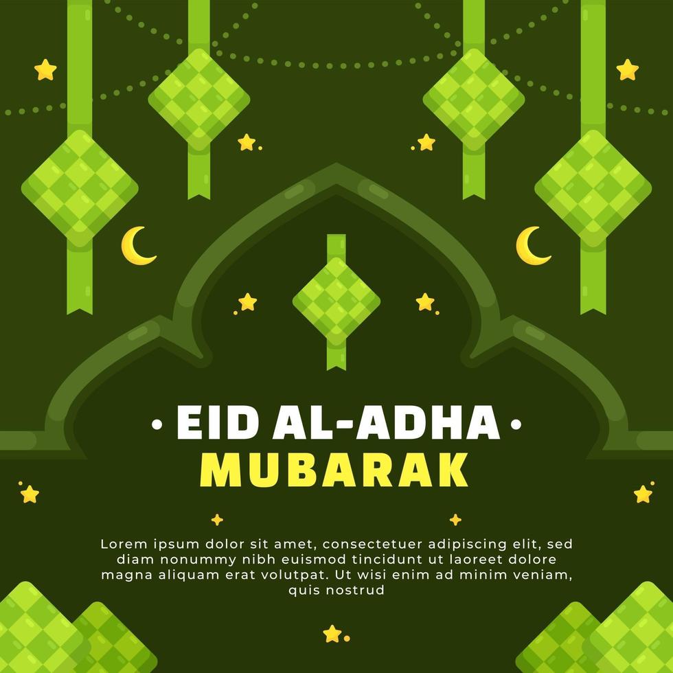 Eid Mubarak Gruß mit Ketupat Dekoration vektor