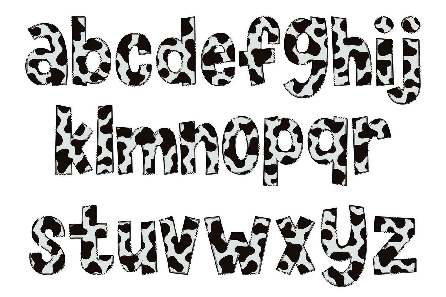 handgjord ko textur brev. Färg kreativ konst typografisk design vektor