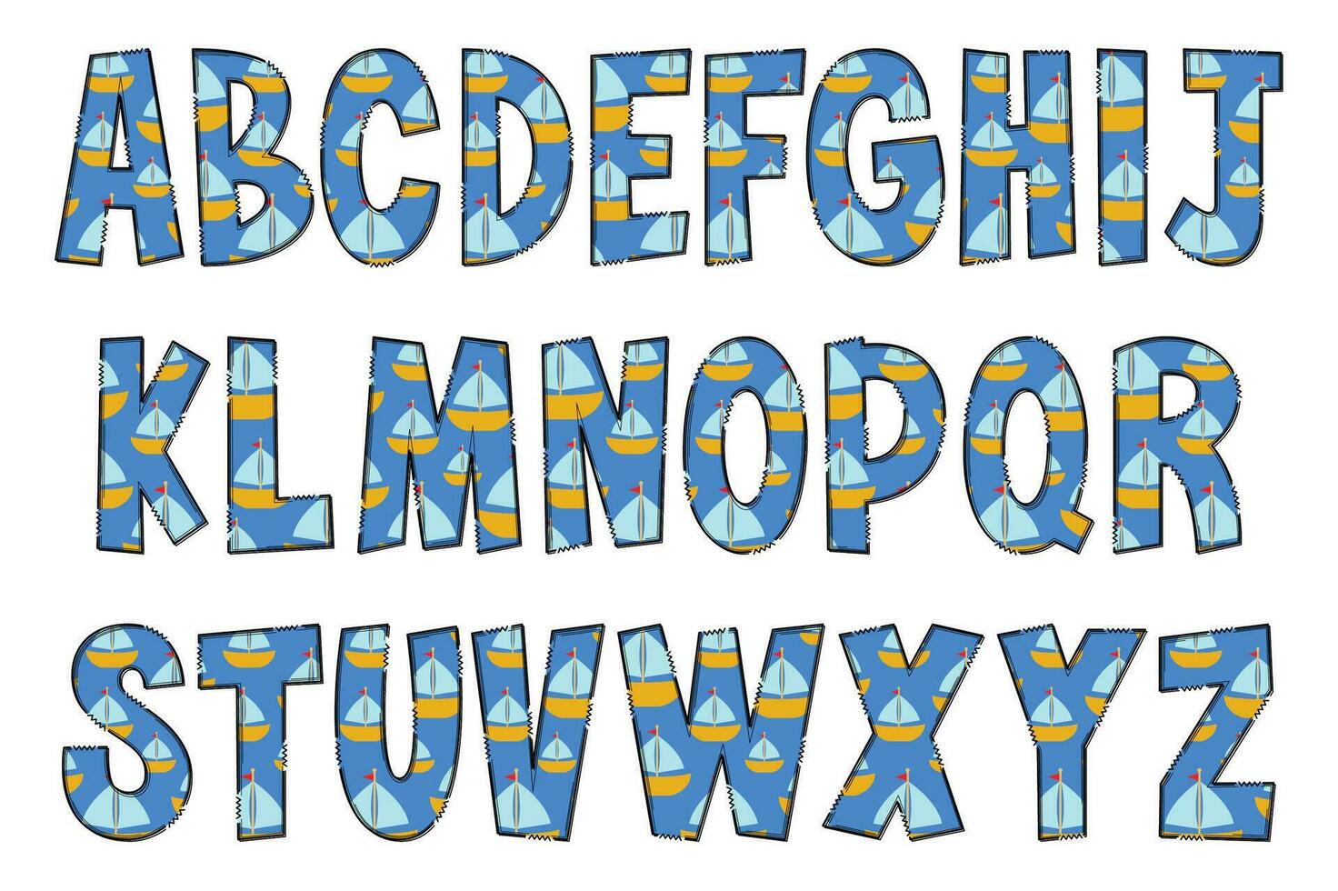 handgjord Yacht brev. Färg kreativ konst typografisk design vektor