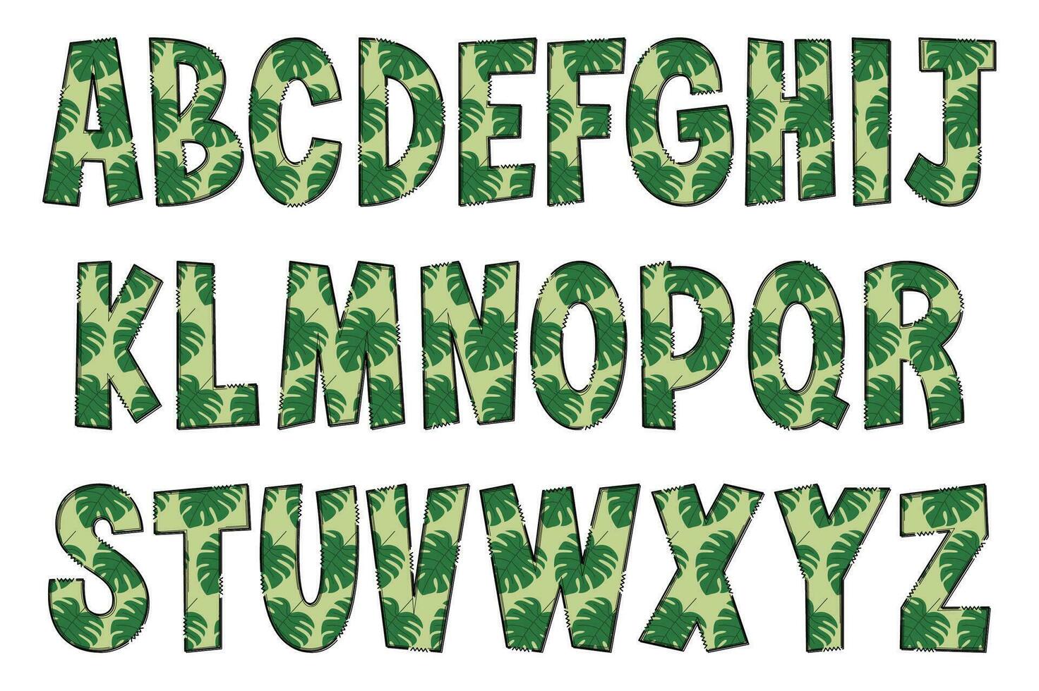 handgemacht Monstera Briefe. Farbe kreativ Kunst typografisch Design vektor