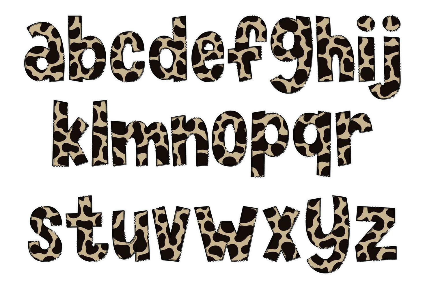 handgjord ko textur brev. Färg kreativ konst typografisk design vektor