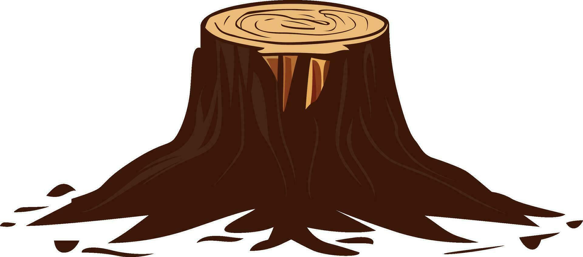 Baum Stumpf Vektor Illustration , das Base von ein Baum nach das sich ausruhen von das Kofferraum hat gewesen Schnitt Nieder Vektor Bild