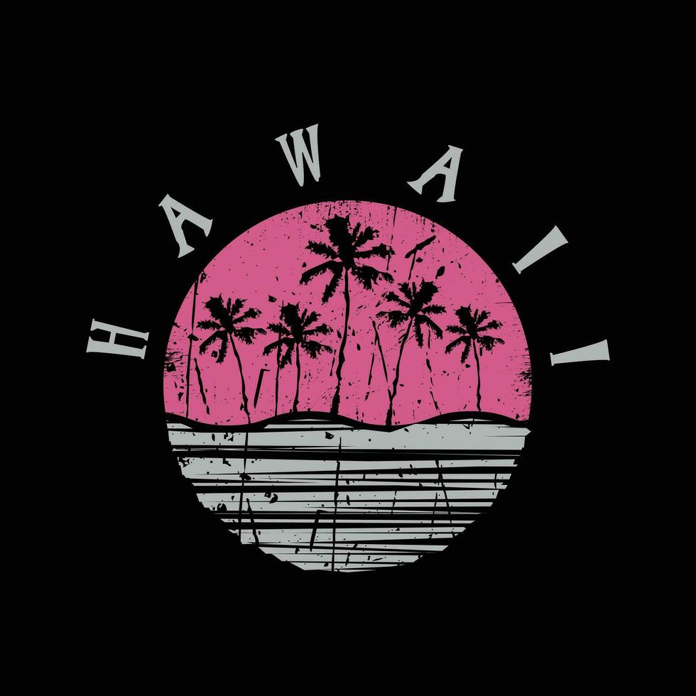 Illustration Surfen im Hawaii. Grunge Hintergrund. Jahrgang Design. Briefmarke Typografie, T-Shirt Grafik, drucken, Poster, Banner, Flyer, Postkarte vektor