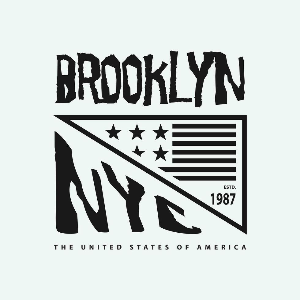 Neu York Stadt, Brooklyn. stilisiert amerikanisch Flagge. Typografie, T-Shirt Grafik, Poster, drucken, Banner, Flyer, Postkarte vektor