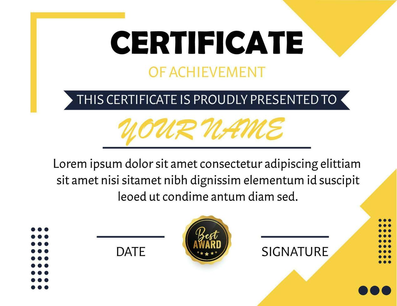 modern certifikat mall certifikat av uppskattning mall, guld och blå Färg. rena modern certifikat med guld bricka. certifikat gräns mall med lyx och modern linje mönster diplom vektor