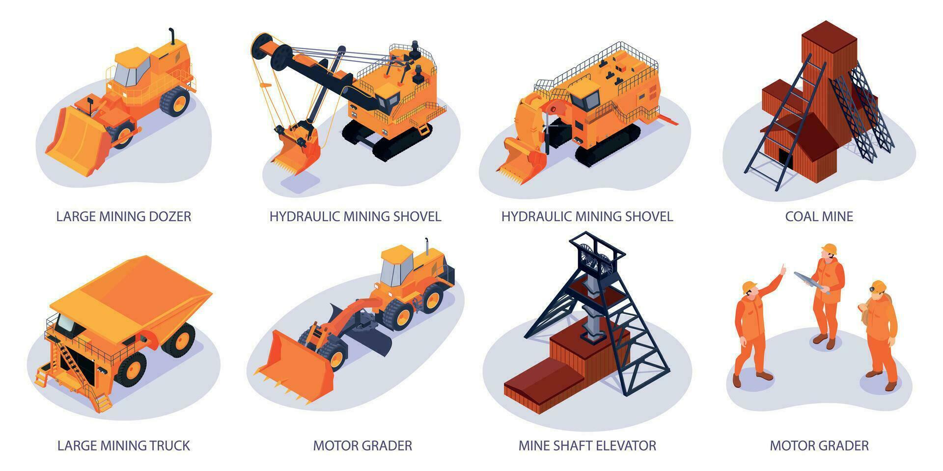 isometrisch Bergbau Kompositionen einstellen vektor