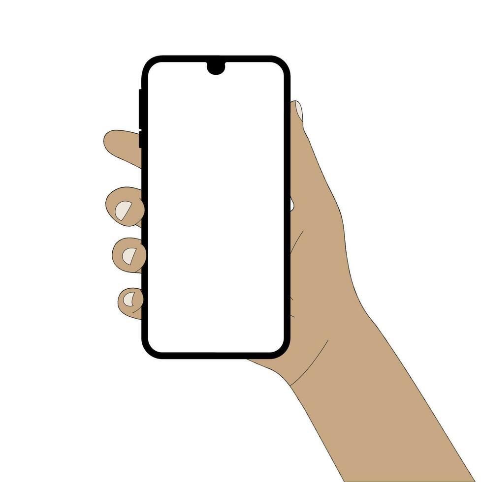 Vektor Grafik Illustration von Hand mit ein Smartphone auf ein Weiß Hintergrund.