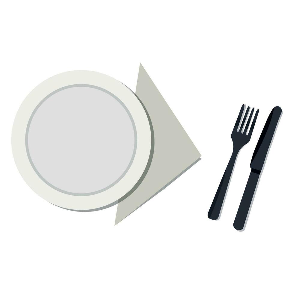 vektor illustration av de dining tabell miljö. tallrik, bindor och bestick på en vit bakgrund.