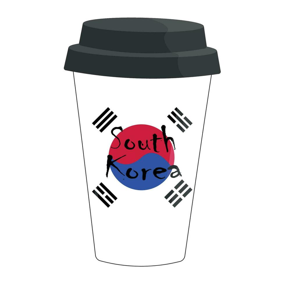 Kaffee Tasse mit ein Flagge Süd Korea. vektor