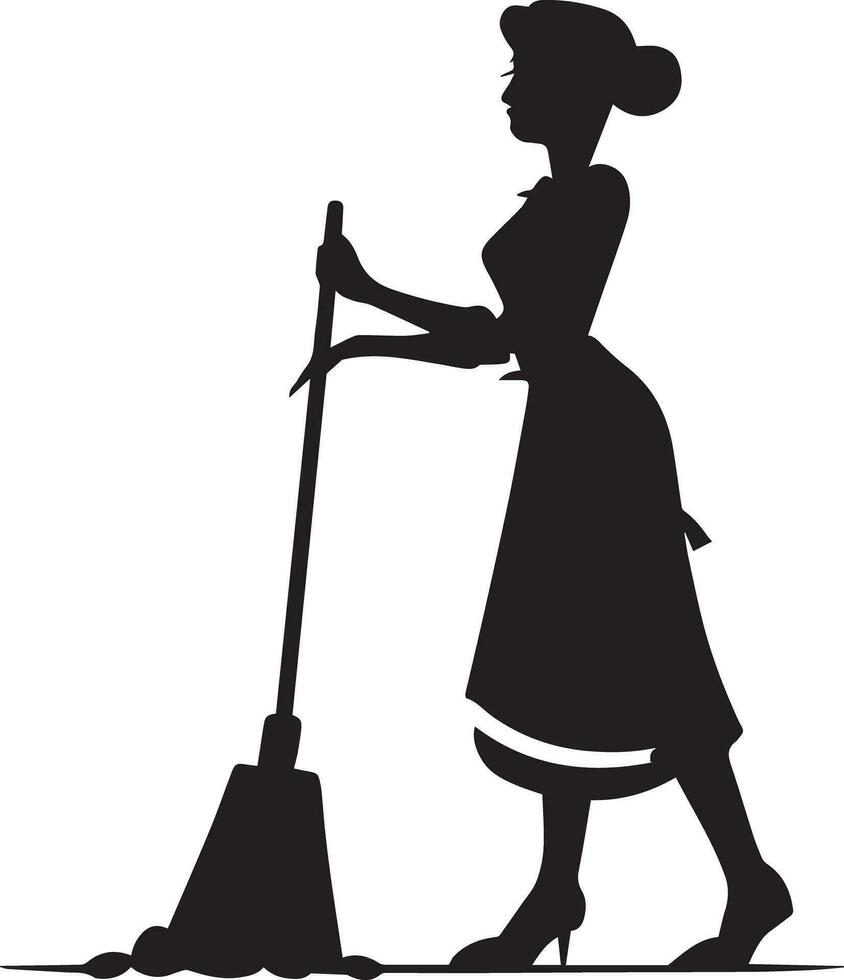 ein Reiniger Frauen Vektor Silhouette Illustration