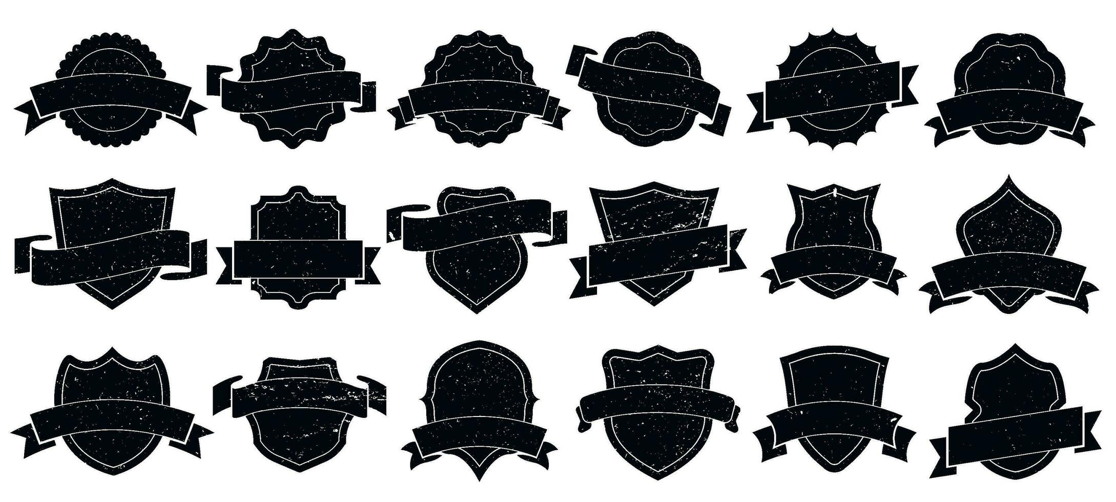 årgång bricka ramar. grunge märken, retro logotyp emblem ram och gammal märka emblem silhuett isolerat vektor illustration uppsättning