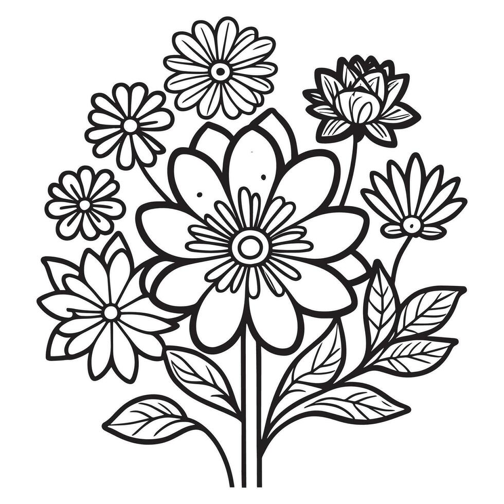 detta är linje konst blomma vektor ClipArt, blomma vektor silhuett, blommig vektor silhuett.