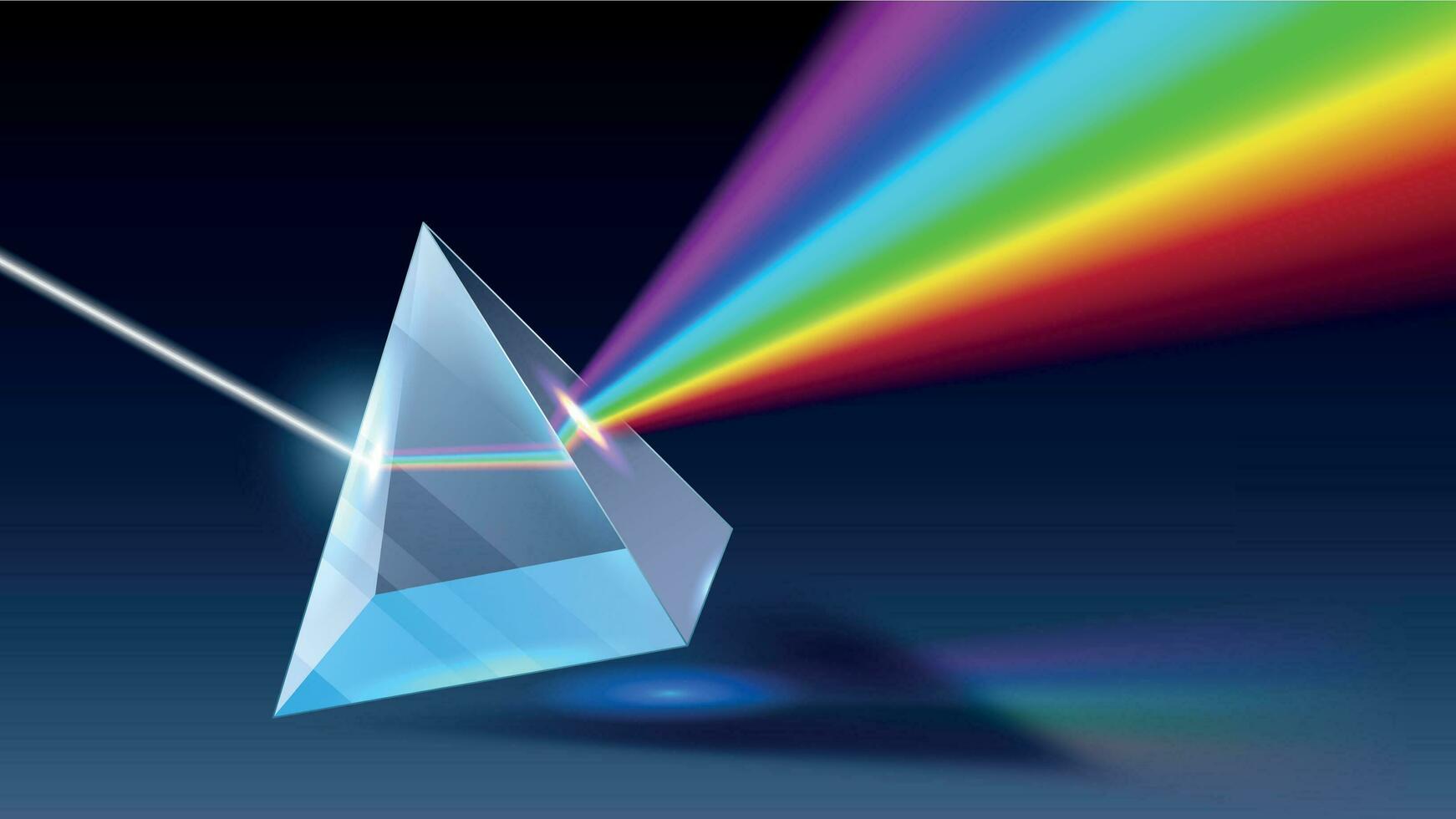 realistisch Prisma. Licht Streuung, Regenbogen Spektrum und optisch bewirken realistisch 3d Vektor Illustration