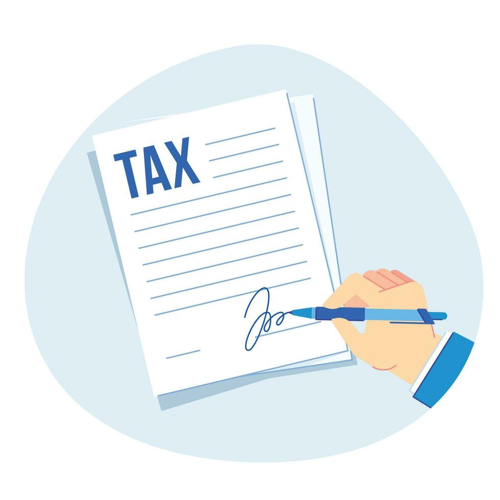beskatta form signering. företags- skatter Rapportera, företag finansiera bokföring och beskattning vektor illustration