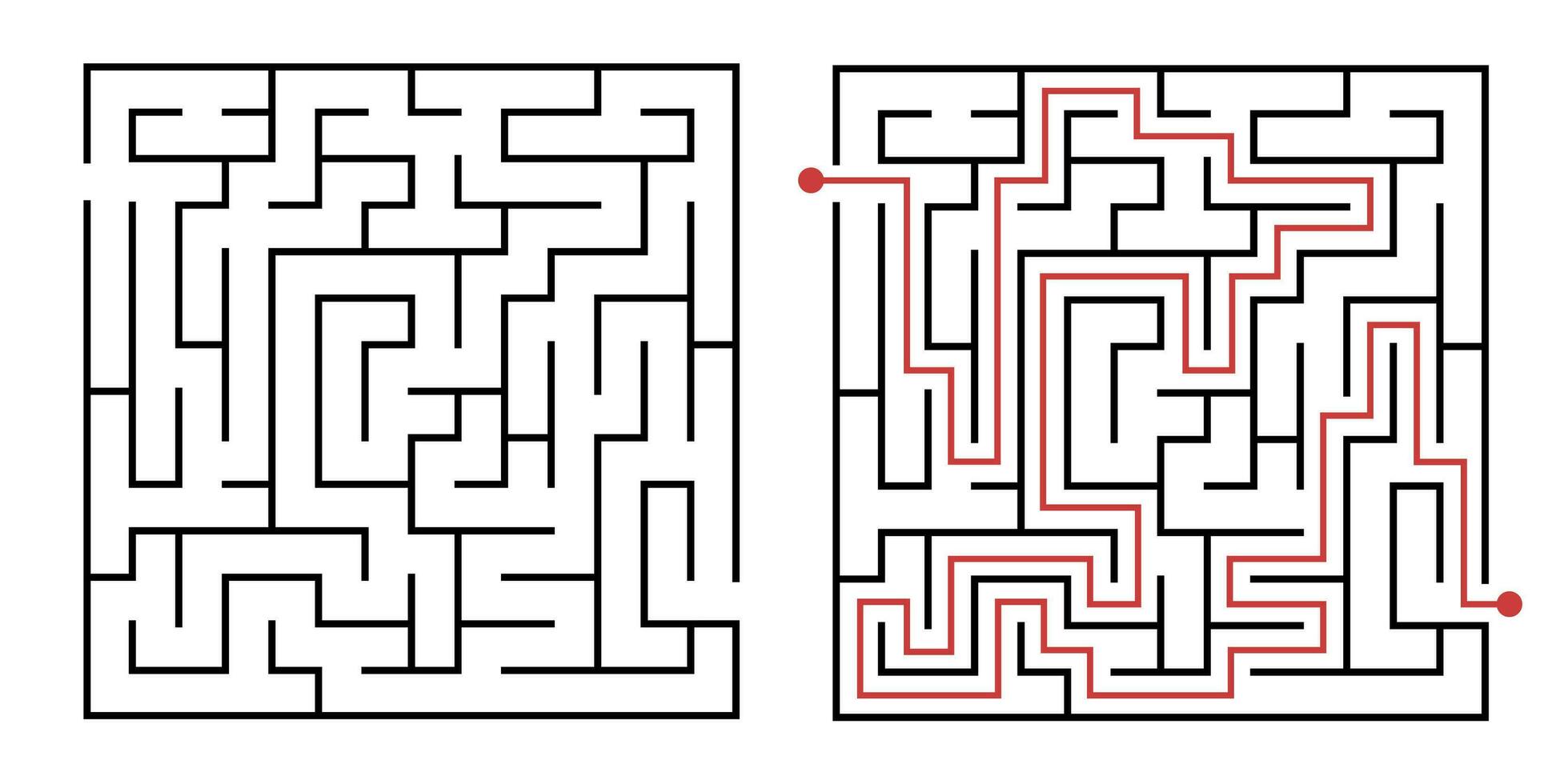 Labyrinth Spiel Weg. Platz Labyrinth, einfach Logik Spiel mit Labyrinthe Weg Vektor Illustration