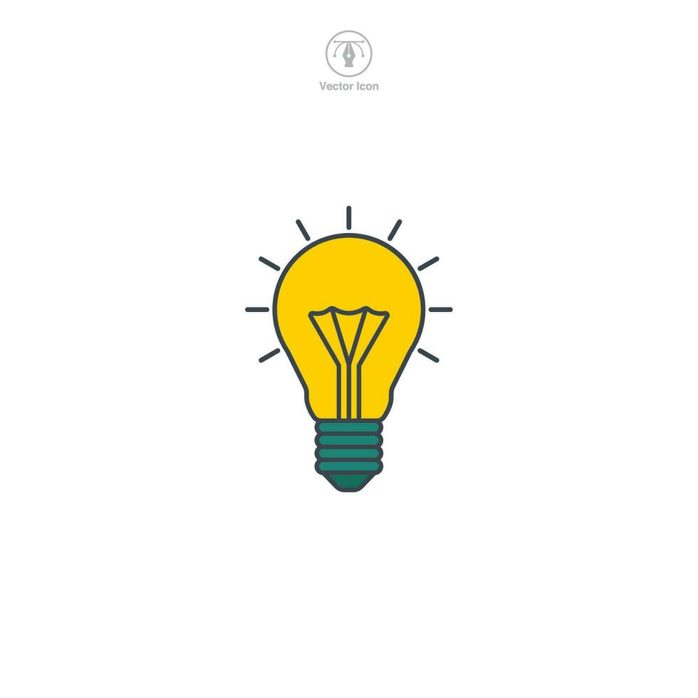 Licht Birne Symbol. ein kreativ und innovativ Vektor Illustration von ein Licht Birne, Darstellen Ideen, Inspiration, und hell Lösungen.