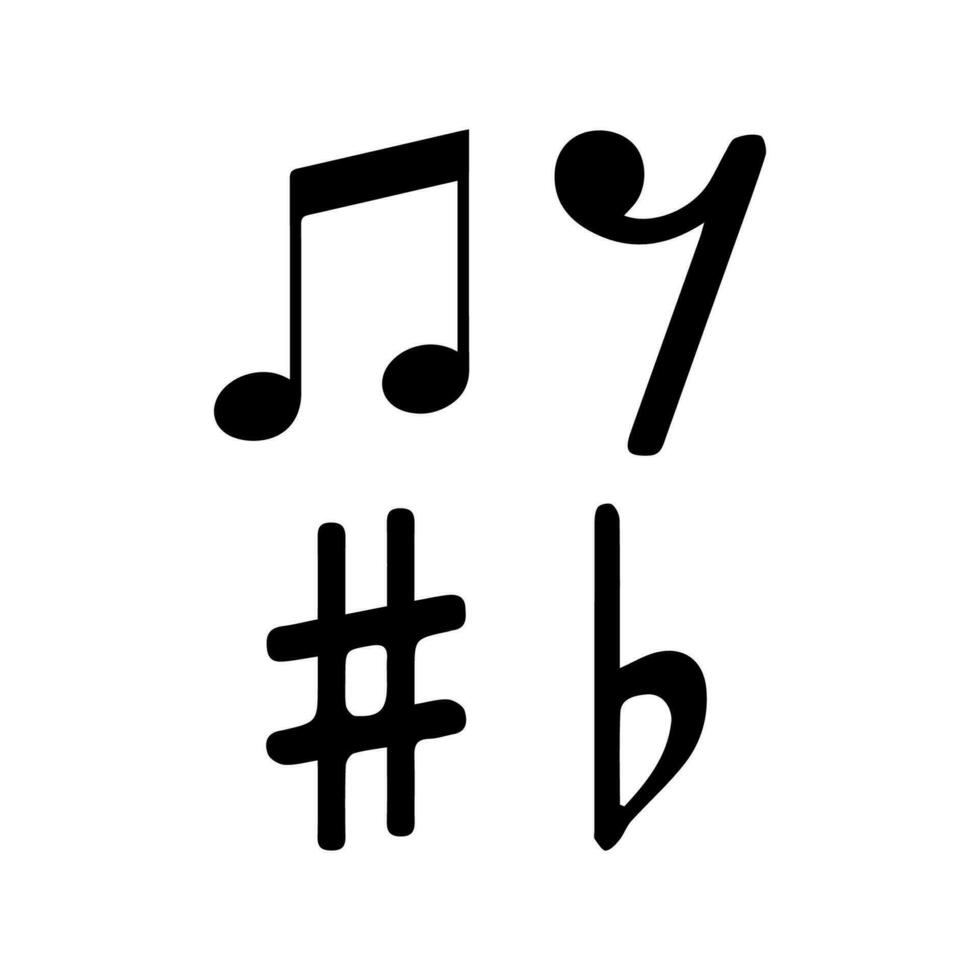 Ton Musik- Symbol Design. Hinweis Musik- Symbol im modisch eben Stil Design. Vektor Illustration