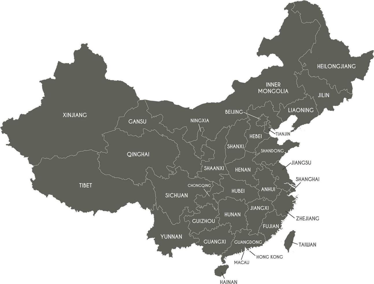 Vektor Karte von China mit Provinzen, Regionen und administrative Abteilungen. editierbar und deutlich beschriftet Lagen.