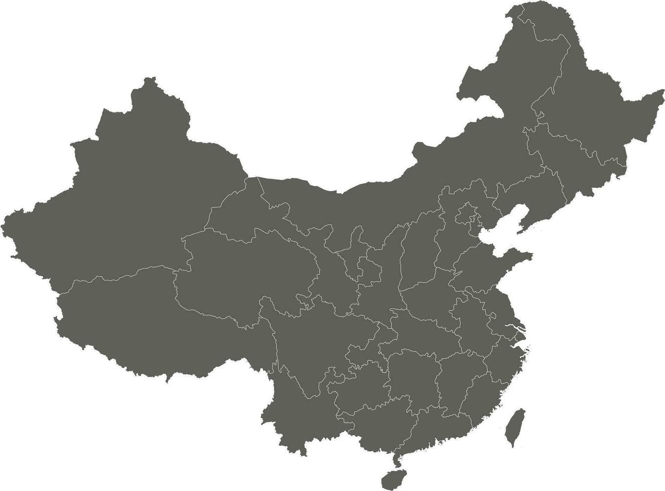 vektor tom Karta av Kina med provinser, regioner och administrativ divisioner. redigerbar och klart märkt skikten.