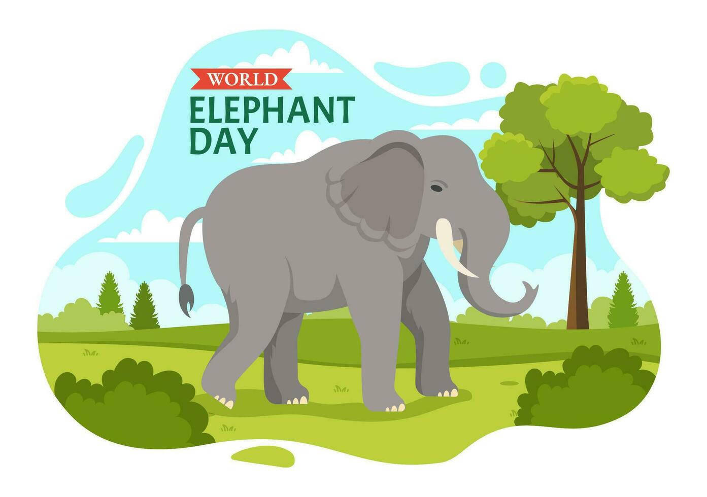 Welt Elefant Tag Vektor Illustration auf 12 August mit Elefanten Tiere zum Heil Bemühungen und Erhaltung im Karikatur Hand gezeichnet Vorlagen