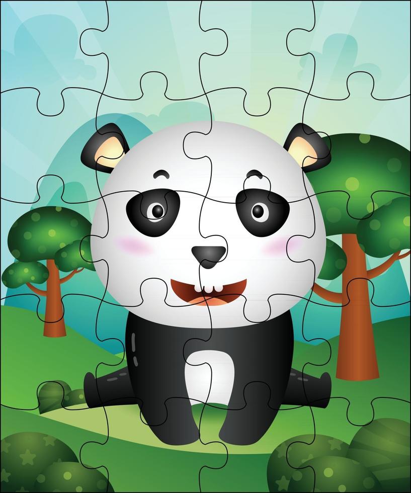 Puzzlespielillustration für Kinder mit niedlichem Panda vektor