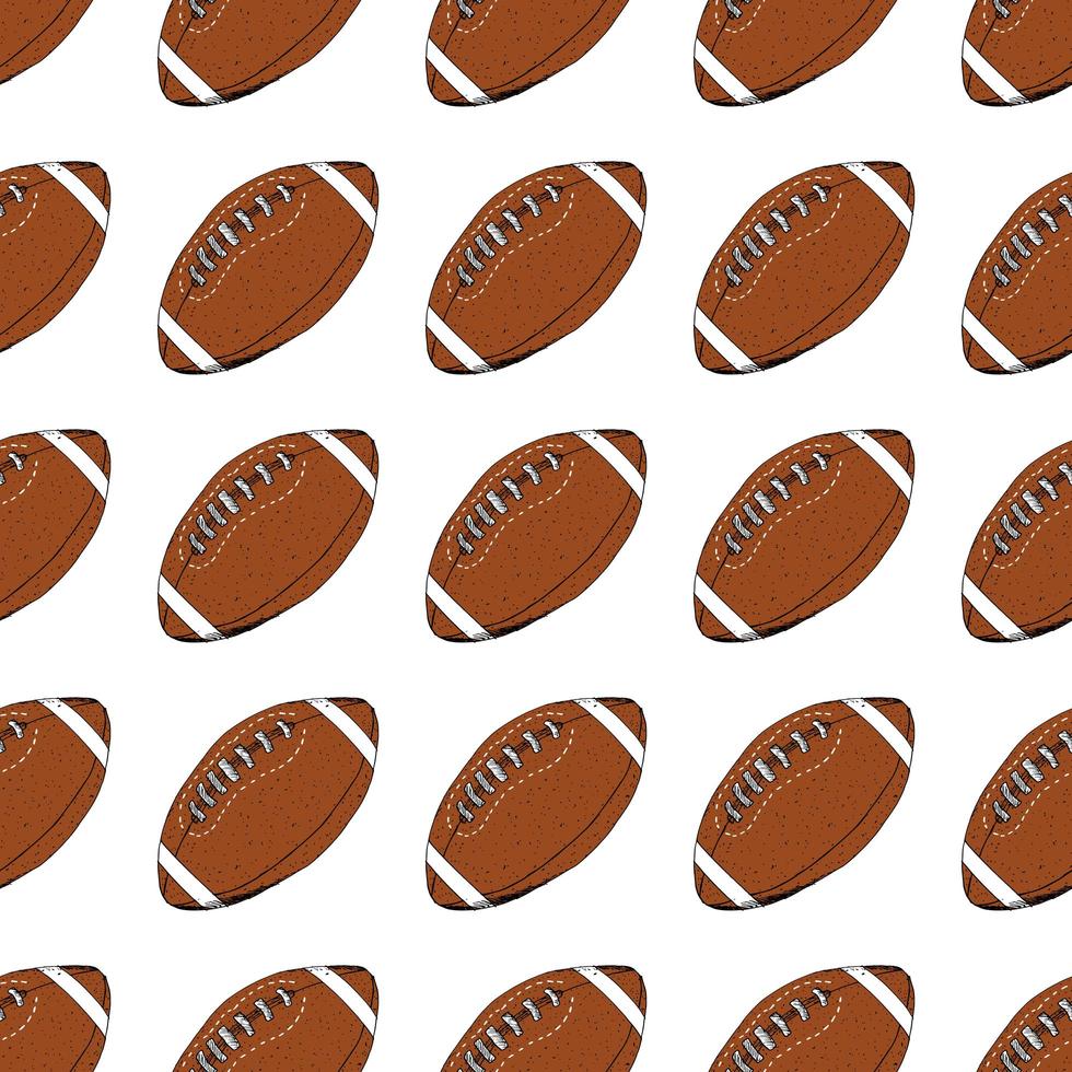fotboll rugby boll sömlösa mönster handritad skiss vektorillustration vektor