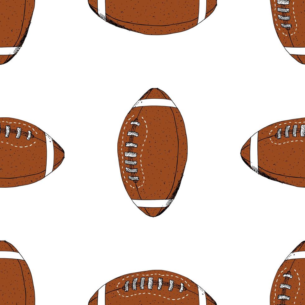 fotboll rugby boll sömlösa mönster handritad skiss vektorillustration vektor
