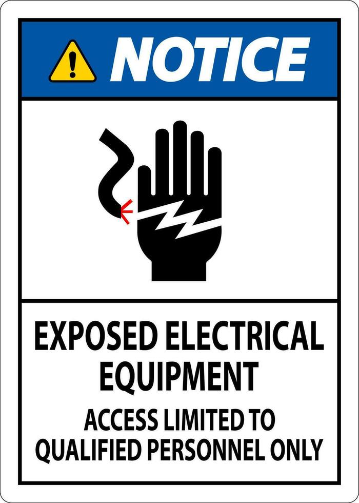 beachten Zeichen ausgesetzt elektrisch Ausrüstung, Zugriff begrenzt zu qualifiziert Personal nur vektor