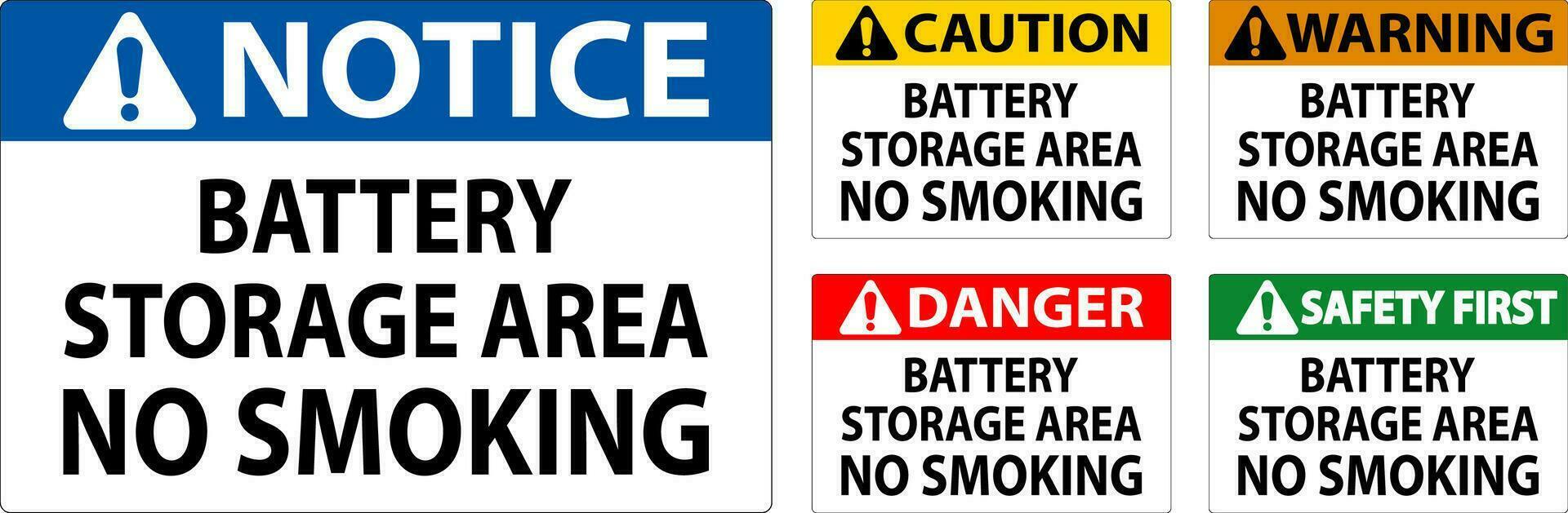 Achtung Zeichen Batterie Lager Bereich Nein Rauchen vektor