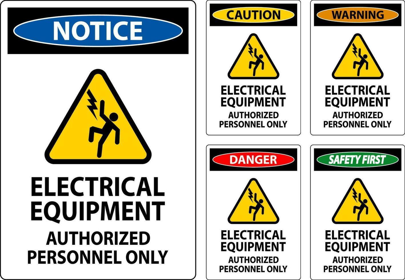 Achtung Etikette elektrisch Ausrüstung, autorisiert Personal nur vektor