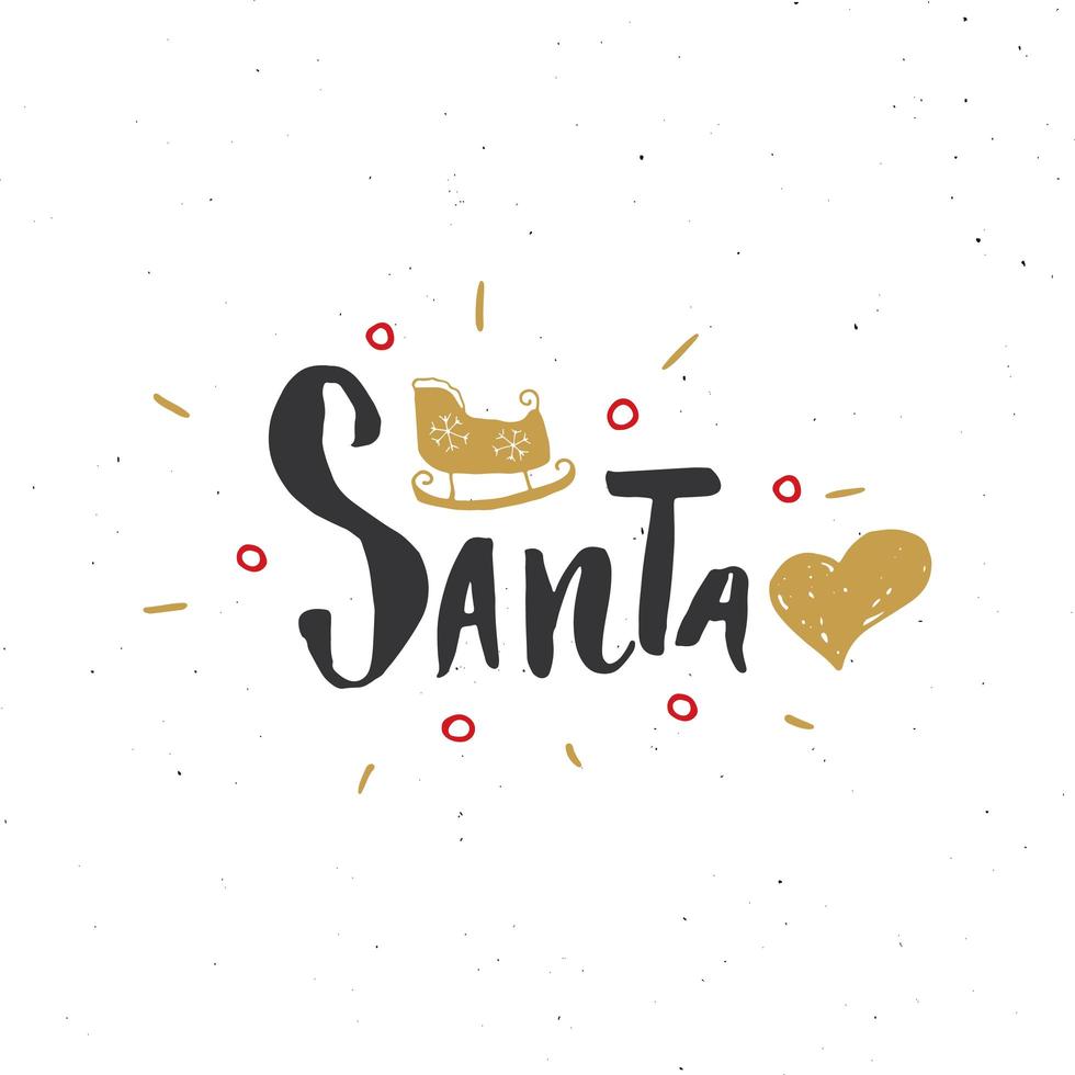 Frohe Weihnachten kalligraphische Beschriftung Ich liebe Santa. typografische Grüße Design. Kalligraphie-Beschriftung für Feiertagsgruß. Hand gezeichnete Beschriftungstextvektorillustration vektor