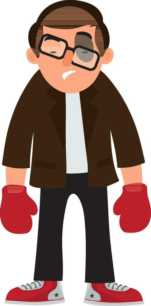 skadade affärsman karaktär med boxning handskar. vektor