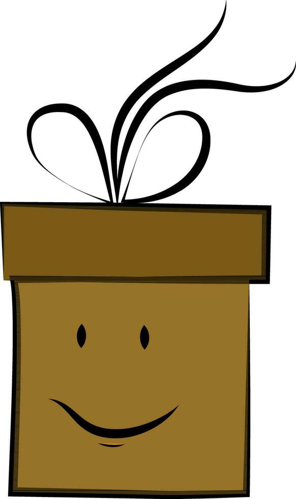 Charakter von ein braun lächelnd Geschenk Kasten. vektor