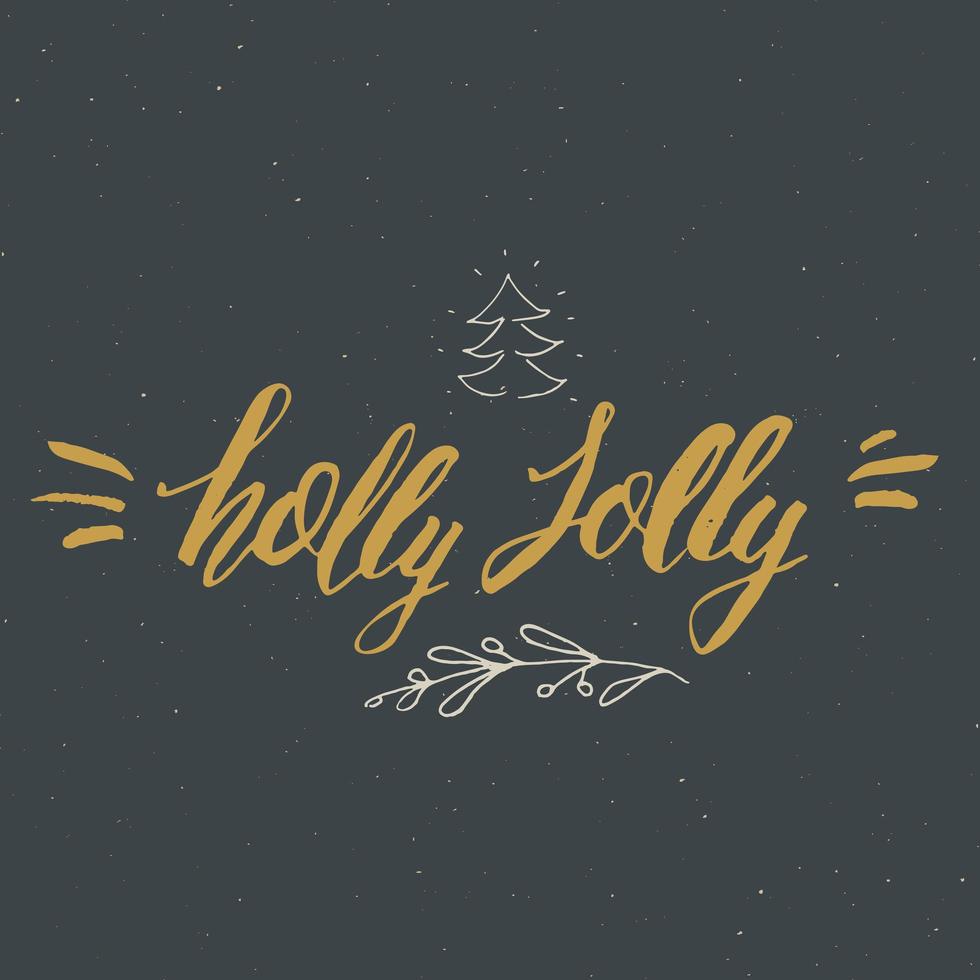 god jul kalligrafiska bokstäver holly jolly. typografiska hälsningar design. kalligrafi bokstäver för semester hälsning. handritad bokstäver text vektorillustration vektor