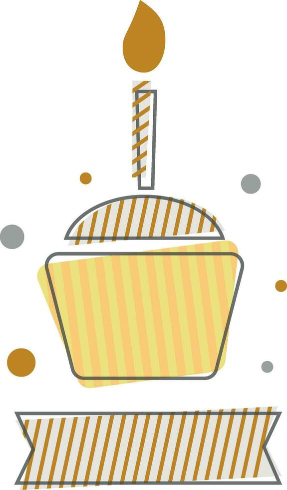 eben Illustration von Cupcake mit Kerze. vektor