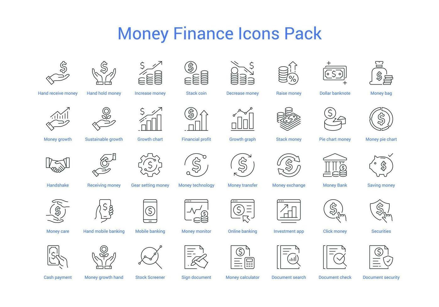dunkel grau Geld Finanzen Symbole Pack vektor