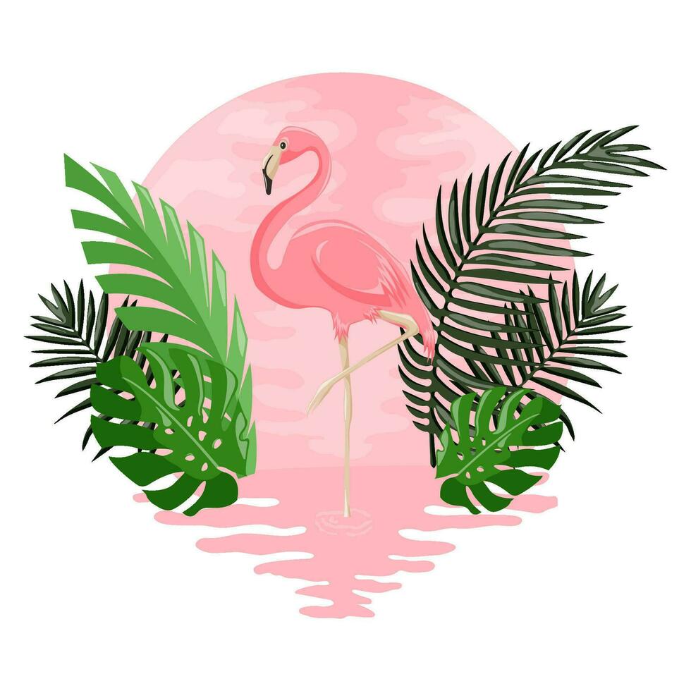 Sommer- Vektor Illustration von ein Rosa Flamingo