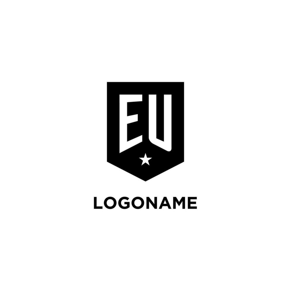 EU Monogramm Initiale Logo mit geometrisch Schild und Star Symbol Design Stil vektor