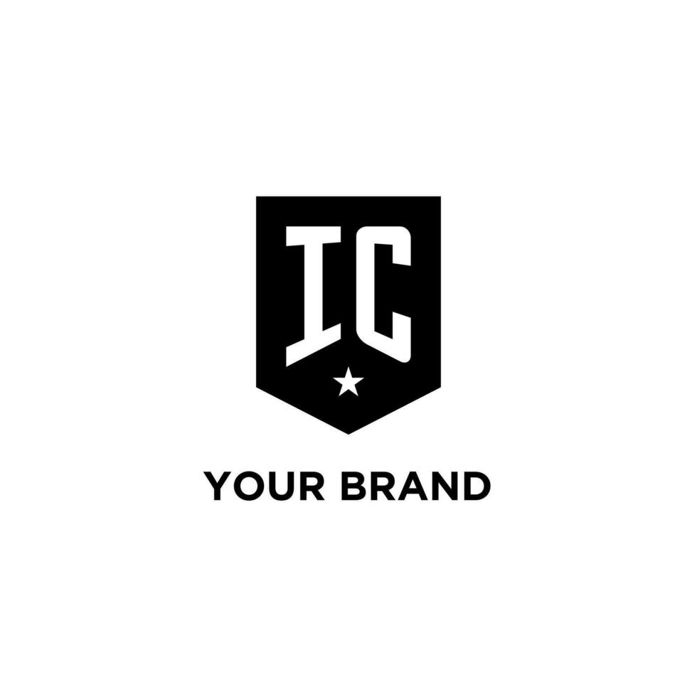 ic Monogramm Initiale Logo mit geometrisch Schild und Star Symbol Design Stil vektor
