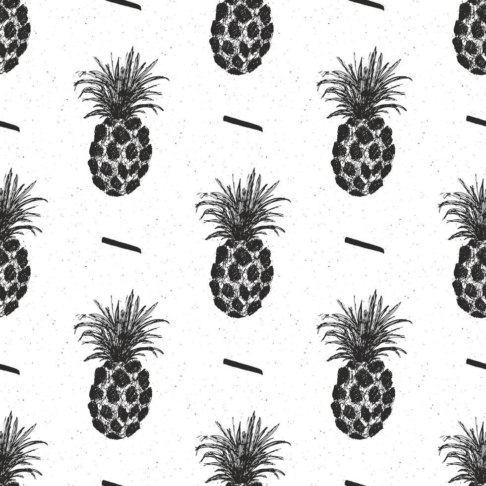 Ananas Hand gezeichnet nahtloses Muster, Früchte Hintergrund Vektor-Illustration. vektor