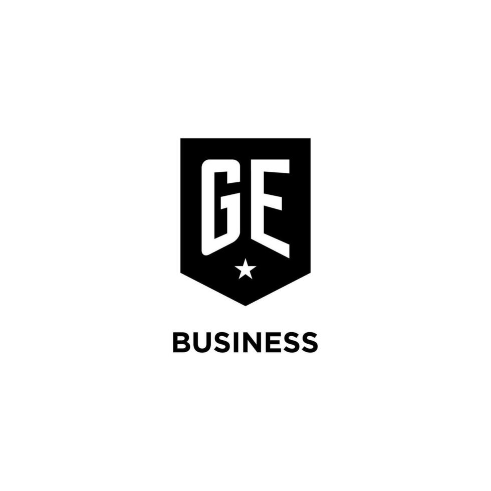 gE monogram första logotyp med geometrisk skydda och stjärna ikon design stil vektor