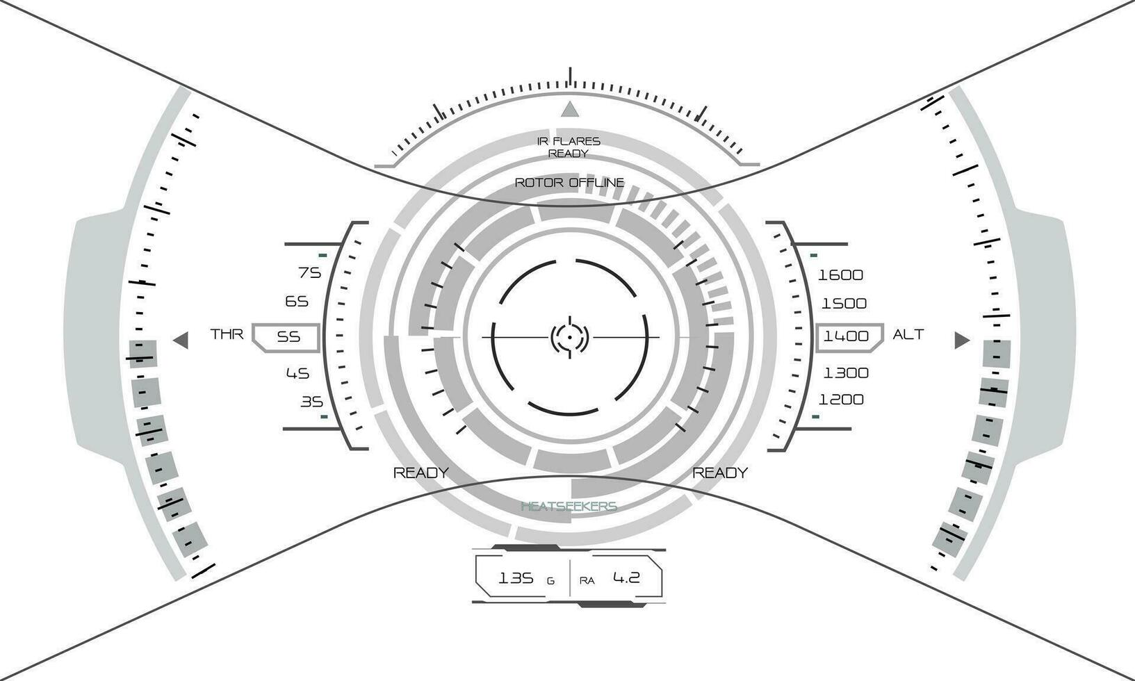 hud sci-fi gränssnitt skärm svartvit se design virtuell verklighet trogen teknologi visa vektor