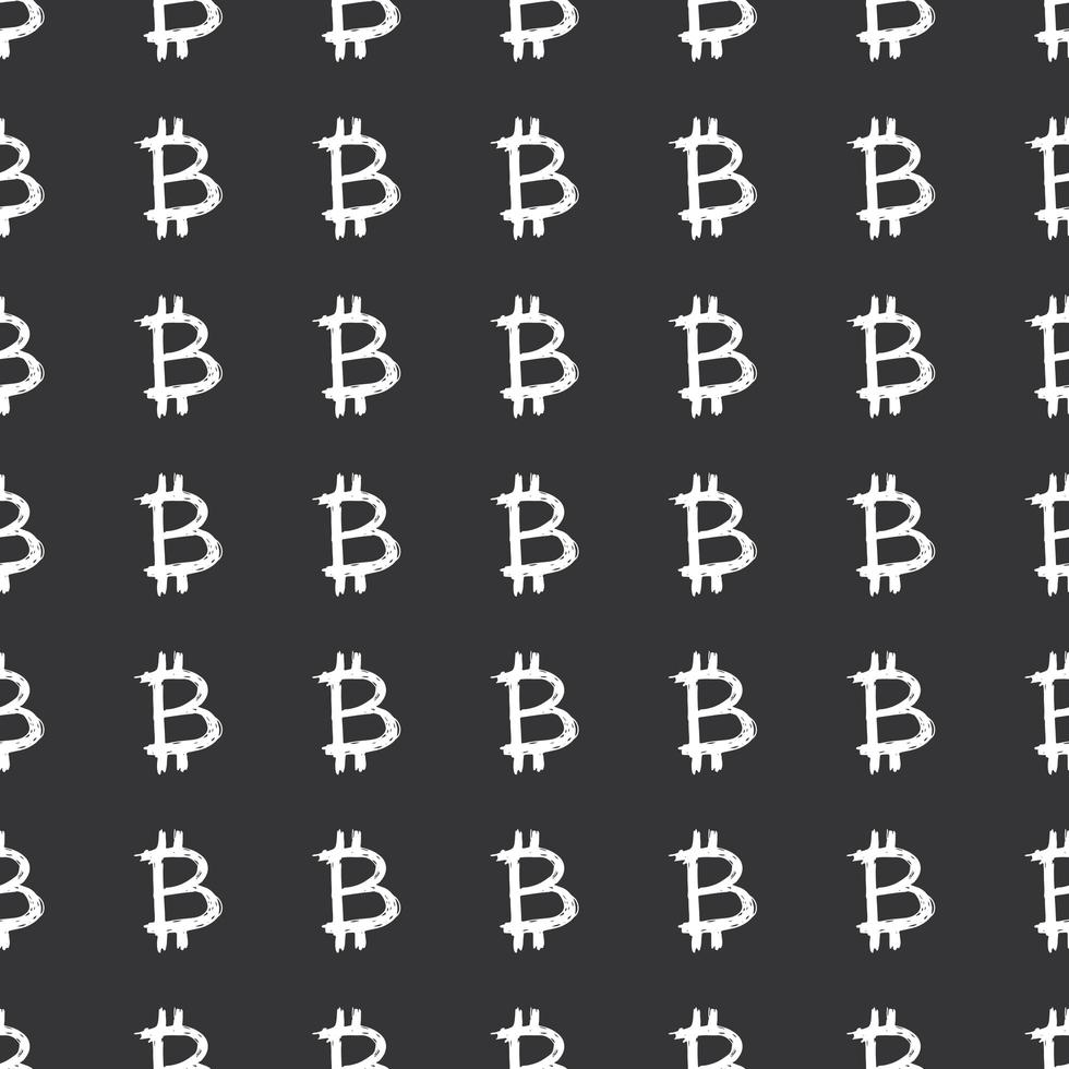 bitcoin tecken ikon borste bokstäver sömlösa mönster, grunge kalligrafiska symboler bakgrund, vektorillustration vektor