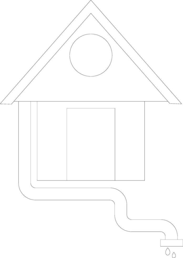 Pipeline verbinden mit Hütte im schwarz Linie Kunst Illustration. vektor