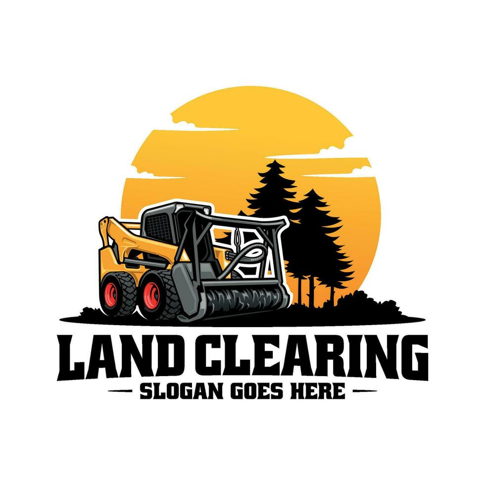 skogsbruk kompostering maskin, landa clearing logotyp vektor