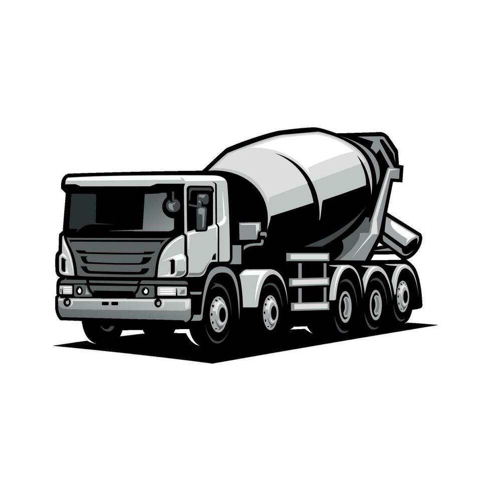 betonmischer-lkw, baufahrzeugillustrationslogovektor vektor