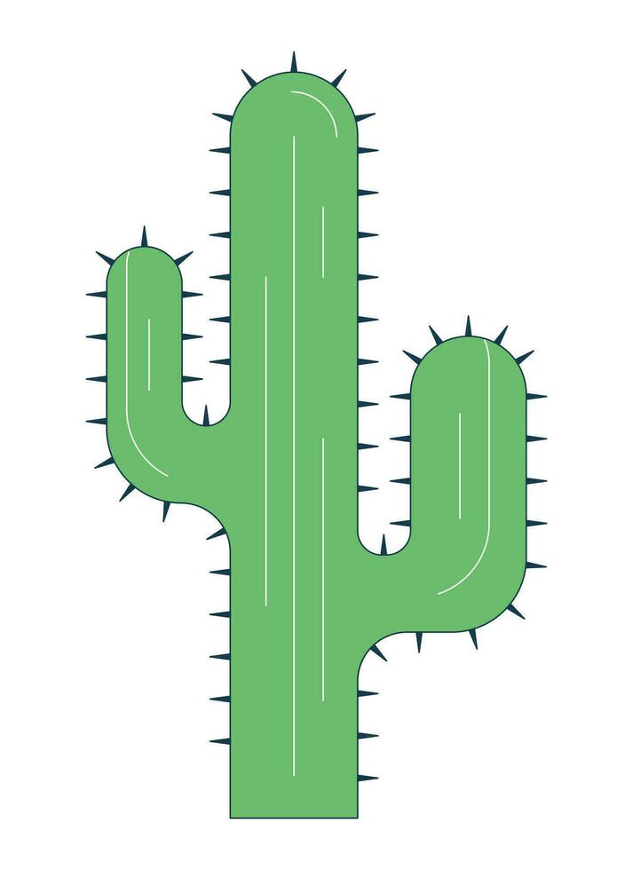 öken- kaktus platt linje Färg isolerat vektor objekt. saftig växt. kaktaceae. saguaro kaktus. redigerbar klämma konst bild på vit bakgrund. enkel översikt tecknad serie fläck illustration för webb design